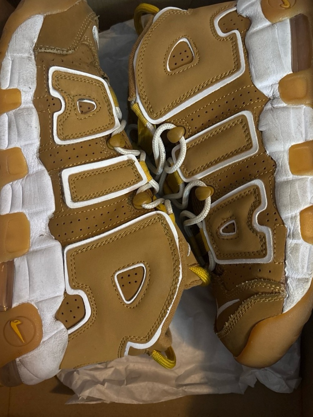 Nike Kids Tan and White High-Top Sneakers